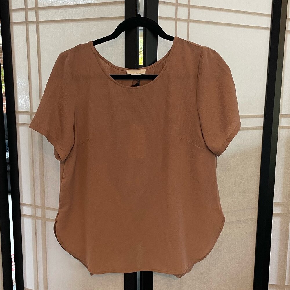 APL Brown Polyester Short Sleeve Top